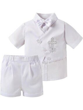 Elegant White Baby Suit for Boys - Christening & Baptism Formal Outfit